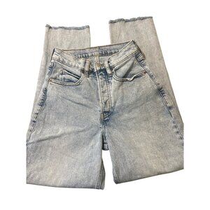 Old Navy Curvy Sky III Straight Jeans Light Blue Denim Raw Hem High Rise Sz 0